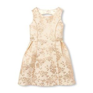 gold jacquard dress, new w/tags size 6